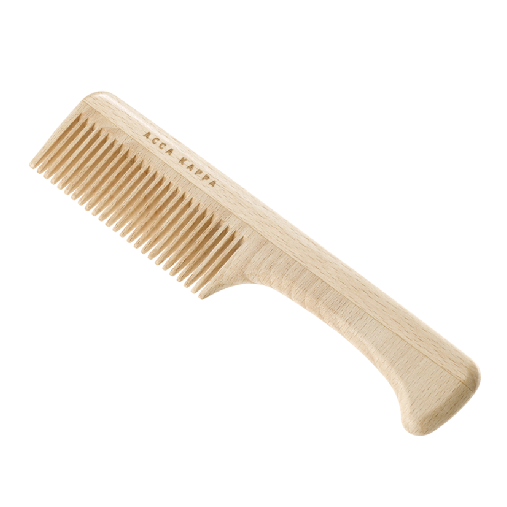 Wood Comb with Handle - For detangling normal to fine, straight hair